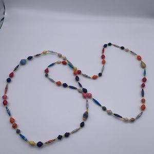 Multicoloured Paper Beaded Necklace